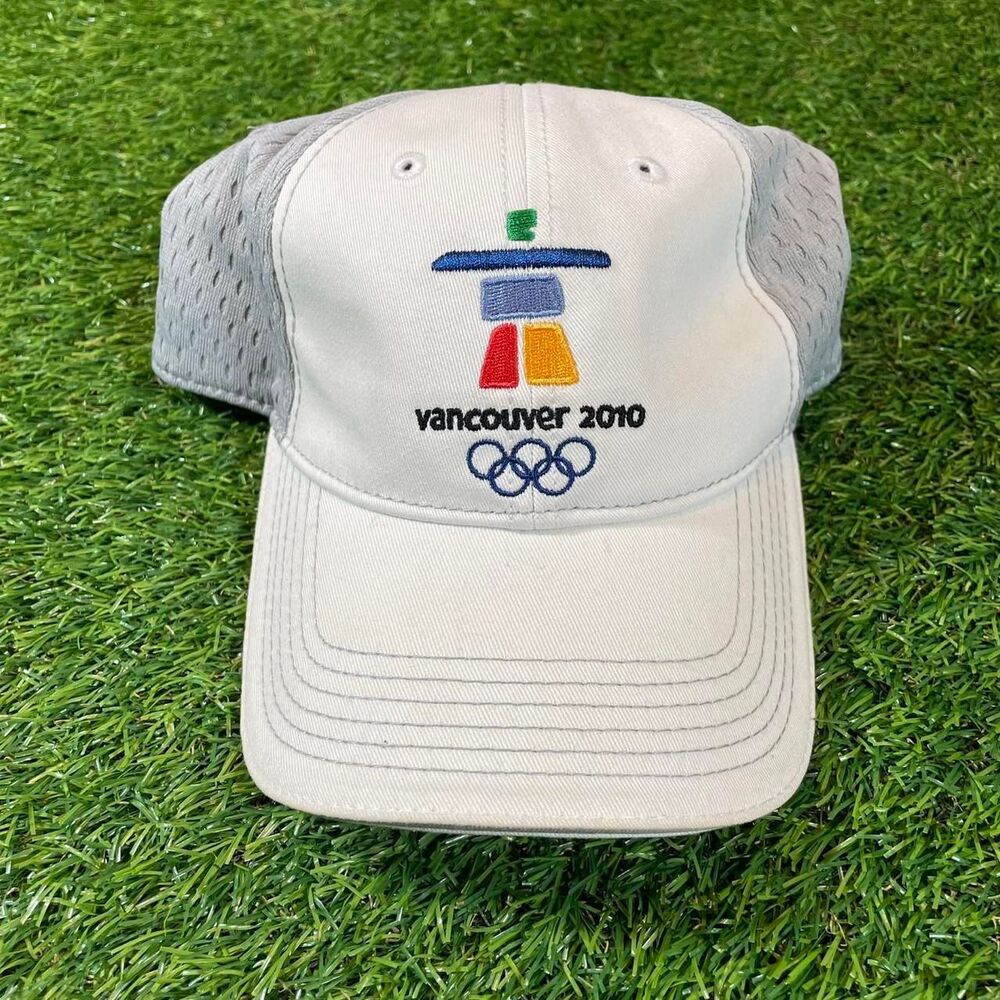 2010 Vancouver Olympics embroidered cap with inukshuk logo and Olympic rings